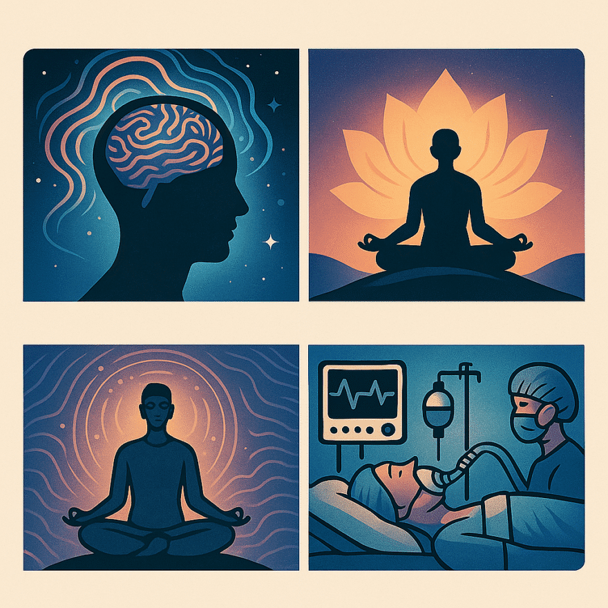 Altered states of consciousness (ASC) are any states that are significantly different from a person's normal waking state. Spirituality and meditation practices can induce ASC, as can certain medical procedures, such as anesthesia.