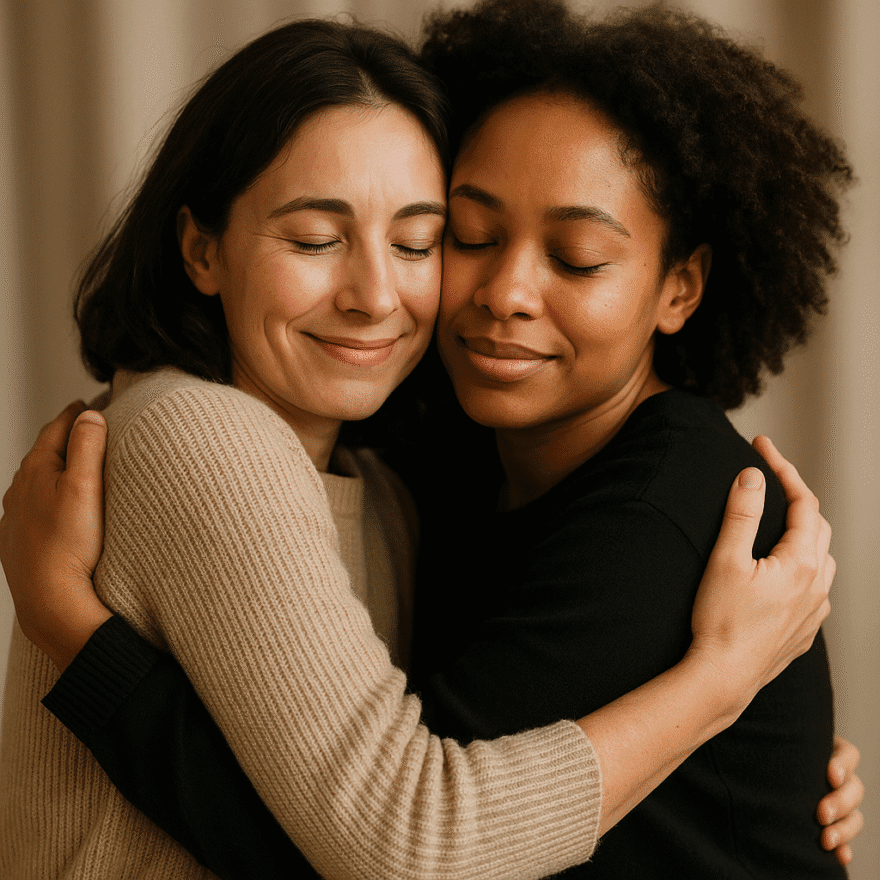 Compassion and Empathy: Connecting Deeply with Others Two people sharing a supportive hug. Compassion and empathy build trust, strengthen relationships, and create positive change.