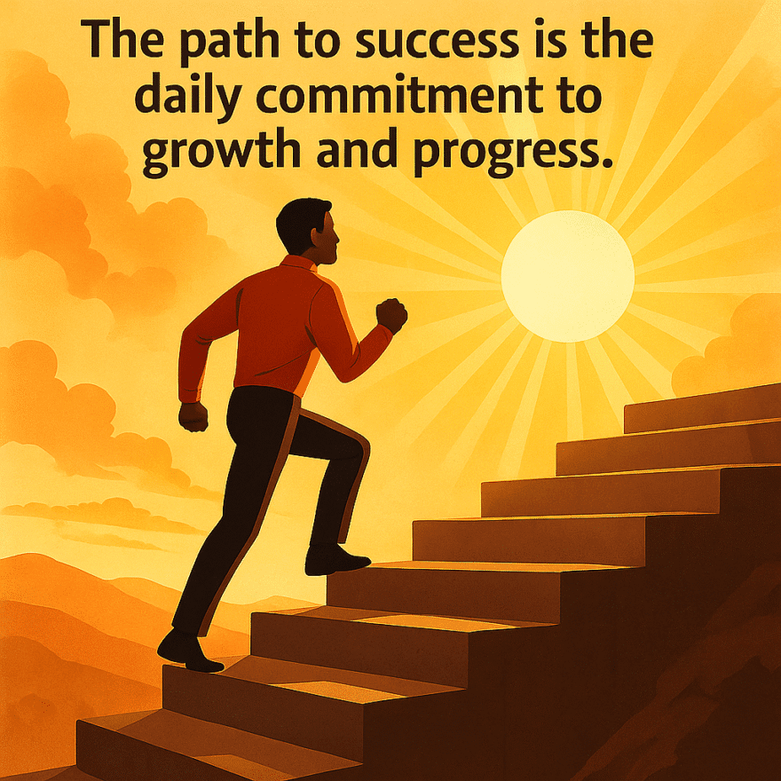 Continuous Self-Improvement – The Ongoing Journey to Your Best Self Person climbing steps toward a bright sunrise. Continuous self-improvement is the daily commitment to growth and progress.