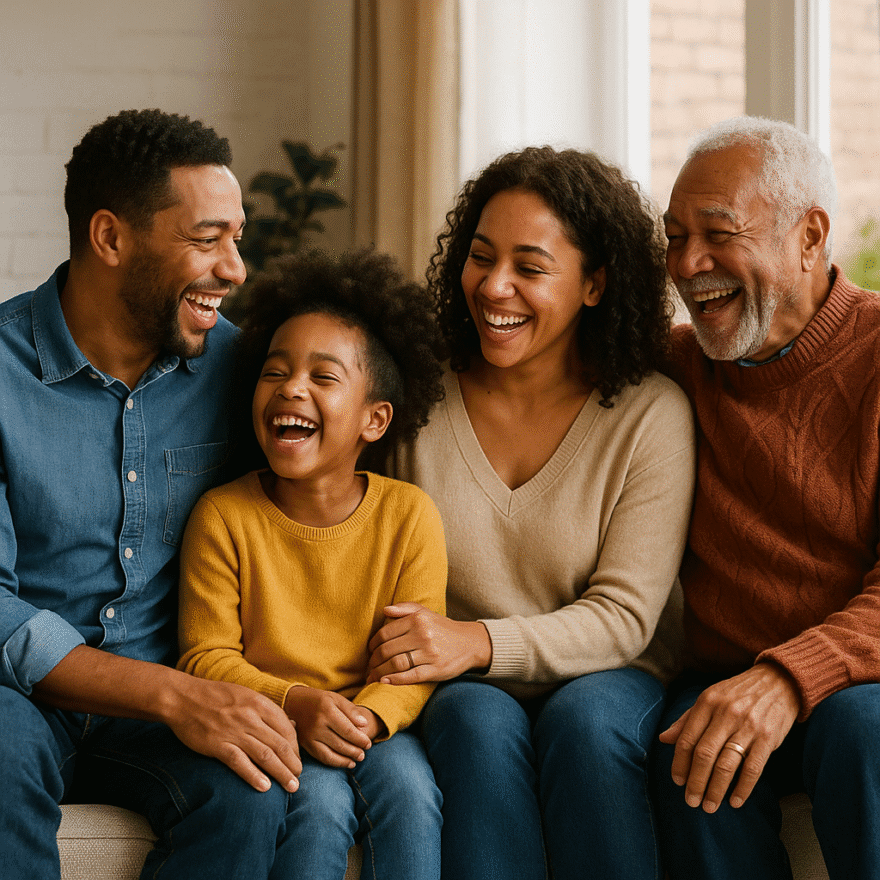 Family Connectedness: Strengthening Bonds That Last a Lifetime Family sitting together on a sofa, laughing and talking. Family connectedness provides a foundation of support and belonging.
