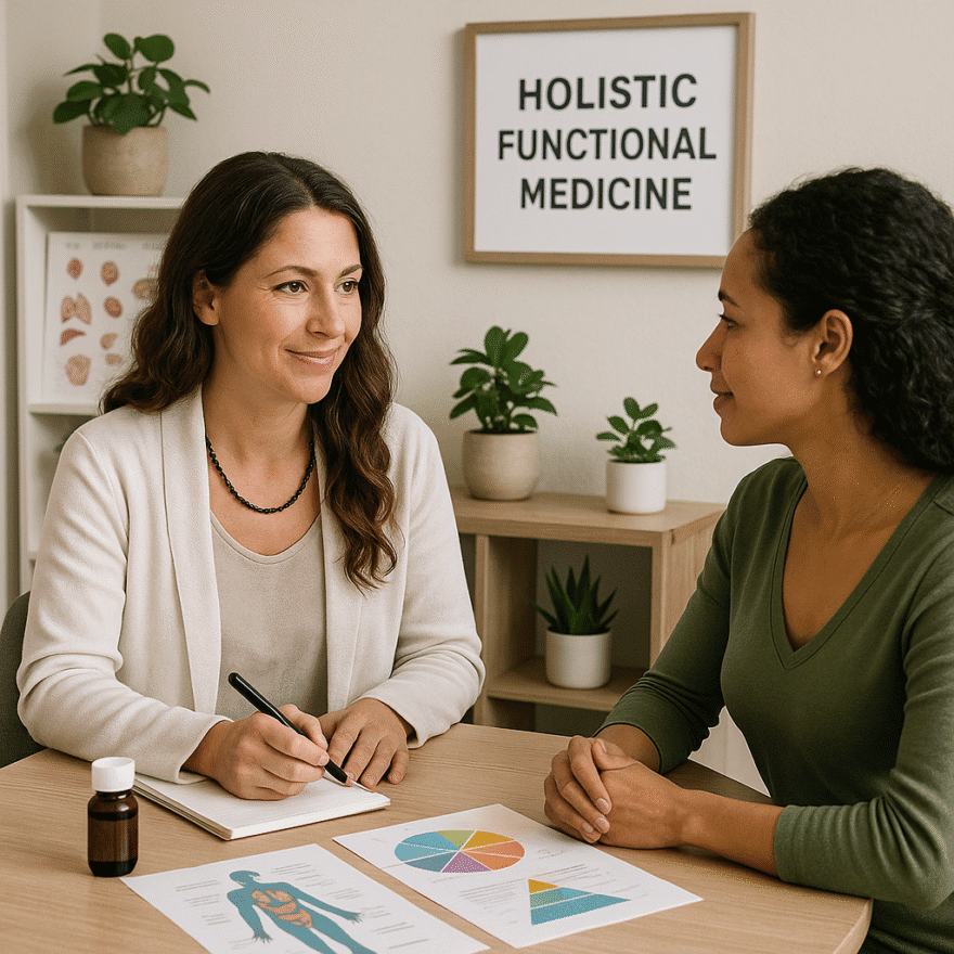 Holistic Functional Medicine: Treating the Whole Person, Not Just the Symptoms Holistic functional medicine consultation with patient and practitioner